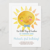 Little ray of Sunshine少年の誕生日の招待。 招待状 (正面/裏面)