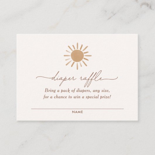 Little Ray of Sunshine赤ちゃんシャワーおむつラッフル エンクロージャーカード (正面)