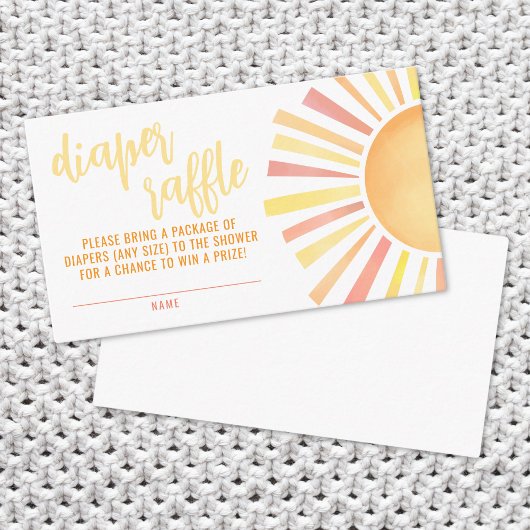 Little Ray Of Sunshine赤ちゃんシャワーおむつラッフル エンクロージャーカード