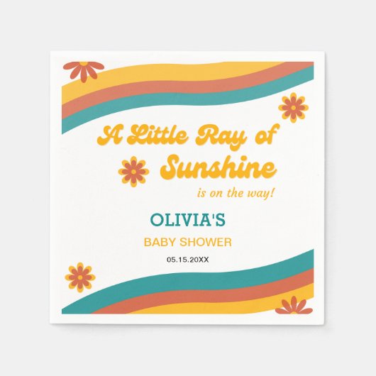 Little Ray of Sunshine赤ちゃん男女兼用シャワー スタンダードカクテルナプキン (正面)