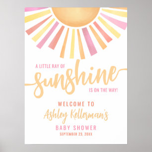 Little Ray Of Sunshine Baby Showerウェルカムサイン ポスター