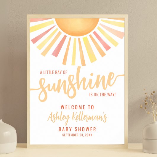 Little Ray Of Sunshine Baby Showerウェルカムサイン ポスター