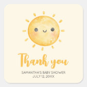 Little Ray of Sunshine Baby Shower スクエアシール (正面)