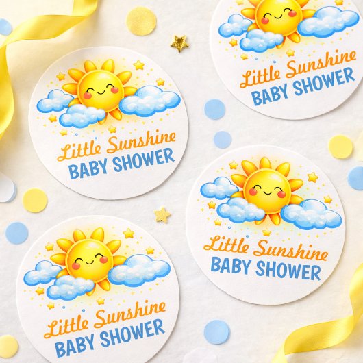 Little Ray Of Sunshine Baby Shower Favor Label ラウンドシール