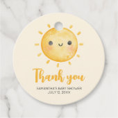 Little Ray of Sunshine Baby Shower Round フェイバータグ (正面)