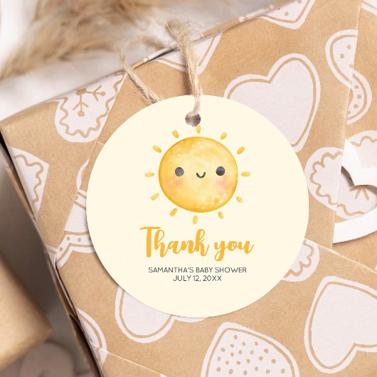 Little Ray of Sunshine Baby Shower Round フェイバータグ