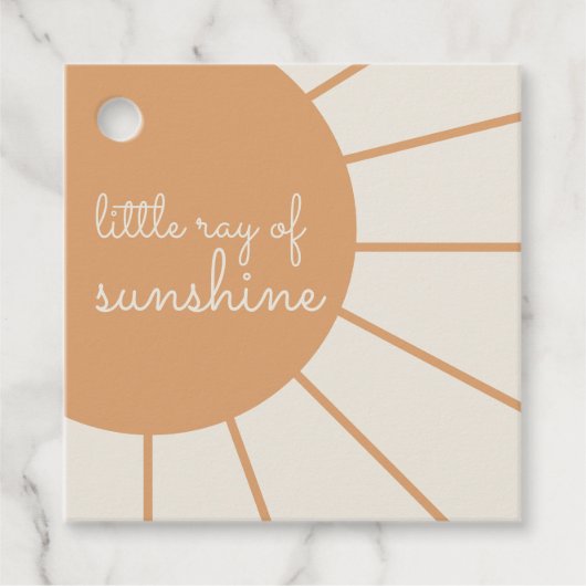 Little Ray of Sunshine Bohoベビーシャワーメッセージカード フェイバータグ (正面)