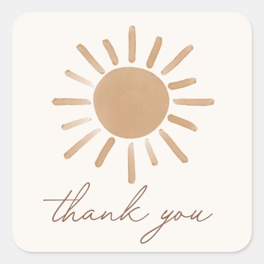 Little Ray of Sunshine Bohoベビーシャワー スクエアシール (正面)