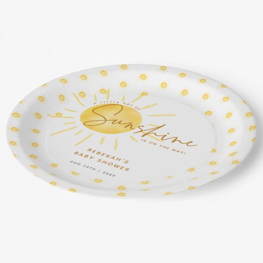 Little Ray of Sunshine Bohoベビーシャワー ペーパープレート (アングル)