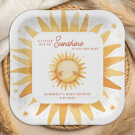 Little Ray of Sunshine Boho かわいい 太陽 ベビーシャワー ペーパープレート