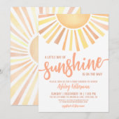 Little Ray Of Sunshine Boho Baby Shower 招待状 (正面/裏面)