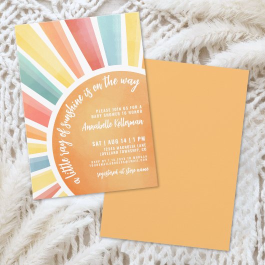 Little Ray Of Sunshine Boho Baby Shower Invitation 招待状