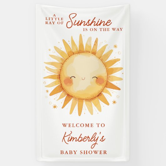 Little Ray Of Sunshine Boho Baby Shower Welcome 横断幕 (縦)