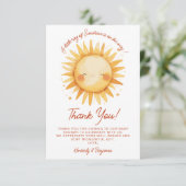 Little Ray Of Sunshine Boho Cute Sun Baby Shower サンキューカード (スタンド正面)
