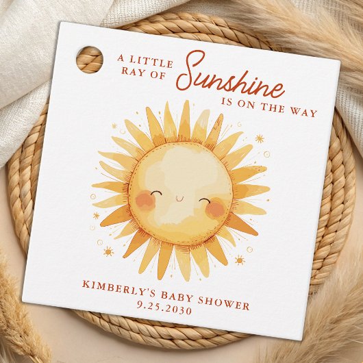 Little Ray of Sunshine Boho Cute Sun Baby Shower フェイバータグ