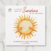Little Ray of Sunshine Boho Cute Sun Baby Shower フェイバータグ (正面)
