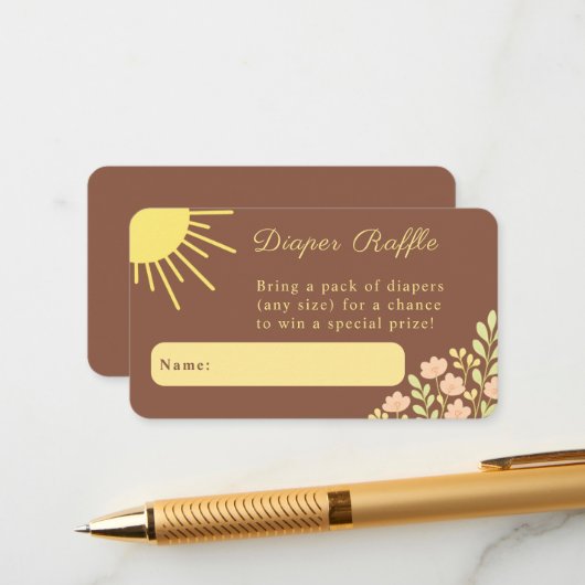 Little Ray of Sunshine Boho Diaper Raffle エンクロージャーカード (正面/裏面インサイチュ)