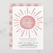 Little Ray of Sunshine Boho Pink Sun Baby Shower