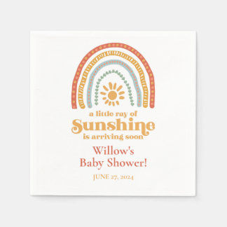 Little Ray of Sunshine Boho Rainbow Baby Shower スタンダードカクテルナプキン