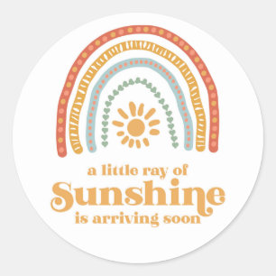 Little Ray of Sunshine Boho Rainbow Baby Shower ラウンドシール
