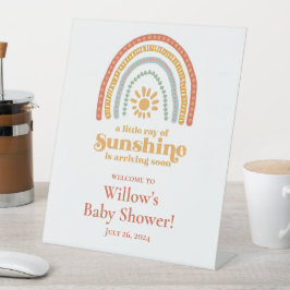 Little Ray of Sunshine Boho Rainbow Baby Shower 台座サイン