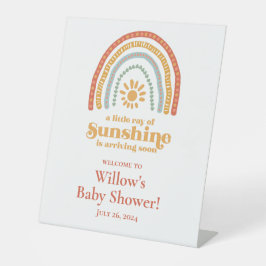 Little Ray of Sunshine Boho Rainbow Baby Shower 台座サイン
