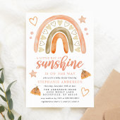 Little Ray Of Sunshine Boho Rainbow Baby Shower 招待状