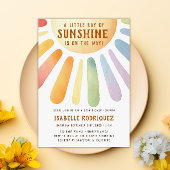 Little Ray Of Sunshine Boho Rainbow Baby Shower 招待状