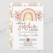 Little Ray of Sunshine Boho Rainbow Baby Shower 招待状 (正面/裏面)