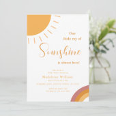 Little Ray of Sunshine Boho Rainbow Baby Shower 招待状 (スタンド正面)