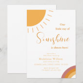 Little Ray of Sunshine Boho Rainbow Baby Shower 招待状 (正面/裏面)