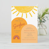 Little Ray of Sunshine Boho Rainbow Baby Shower In 招待状 (スタンド正面)