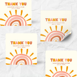 Little Ray of Sunshine Boho Sun Baby Shower スクエアシール