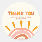 Little Ray of Sunshine Boho Sun Baby Shower ラウンドシール (正面)