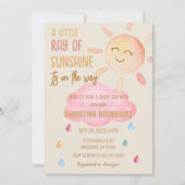 Little Ray Of Sunshine Boho Sun Baby Shower 招待状 (正面)