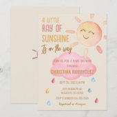 Little Ray Of Sunshine Boho Sun Baby Shower 招待状 (正面/裏面)