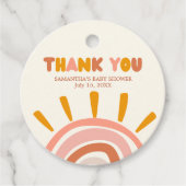 Little Ray of Sunshine Boho Sun Baby Shower Round フェイバータグ (正面)