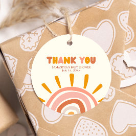 Little Ray of Sunshine Boho Sun Baby Shower Round フェイバータグ