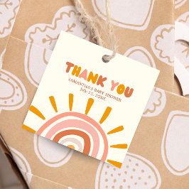 Little Ray of Sunshine Boho Sun Baby Shower Square フェイバータグ