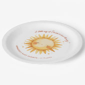 Little Ray of Sunshine Boho Sun Cute Baby Shower ペーパープレート (アングル)