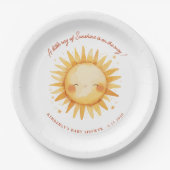 Little Ray of Sunshine Boho Sun Cute Baby Shower ペーパープレート (正面)