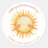 Little Ray of Sunshine Boho Sun Cute Baby Shower ラウンドシール (正面)