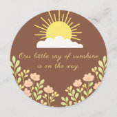 Little Ray of Sunshine Boho Sun Floral Terracotta  招待状 (正面)