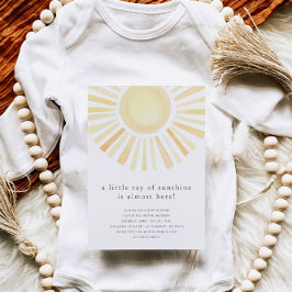 Little Ray Of Sunshine Boho Sun Yellow Baby Shower 招待状