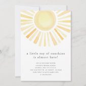 Little Ray Of Sunshine Boho Sun Yellow Baby Shower 招待状 (正面)