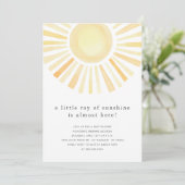 Little Ray Of Sunshine Boho Sun Yellow Baby Shower 招待状 (スタンド正面)