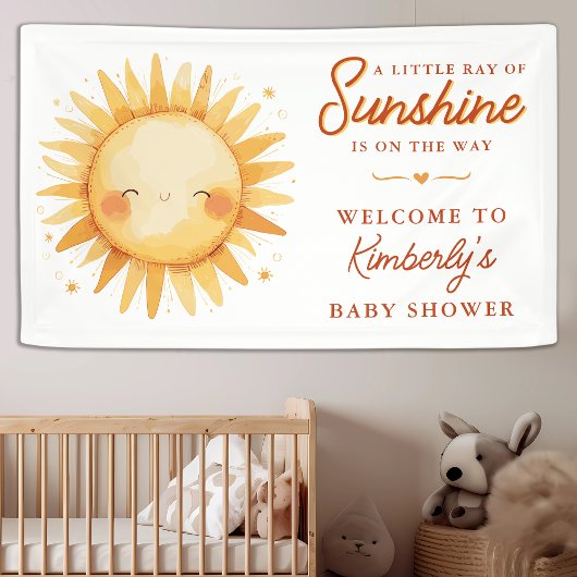 Little Ray Of Sunshine Boho Welcome Baby Shower 横断幕