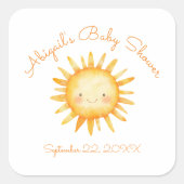 Little Ray of Sunshine Cute Baby Shower スクエアシール (正面)