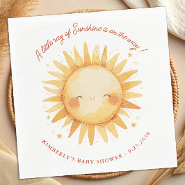 Little Ray of Sunshine Cute Boho Sun Baby Shower スタンダードカクテルナプキン