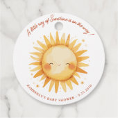 Little Ray of Sunshine Cute Boho Sun Baby Shower フェイバータグ (裏面)